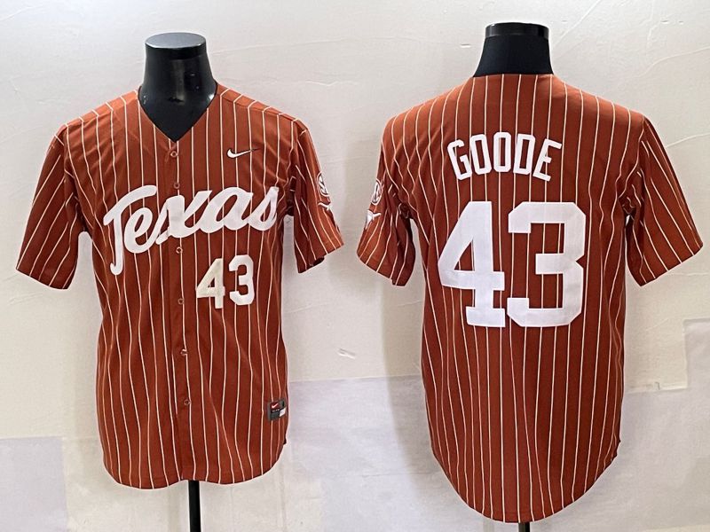 Men 2025 Texas Longhorns #43 Goode Brown stripe Joint Name Nike NCAA Jersey style 2->ncaa teams->NCAA Jersey